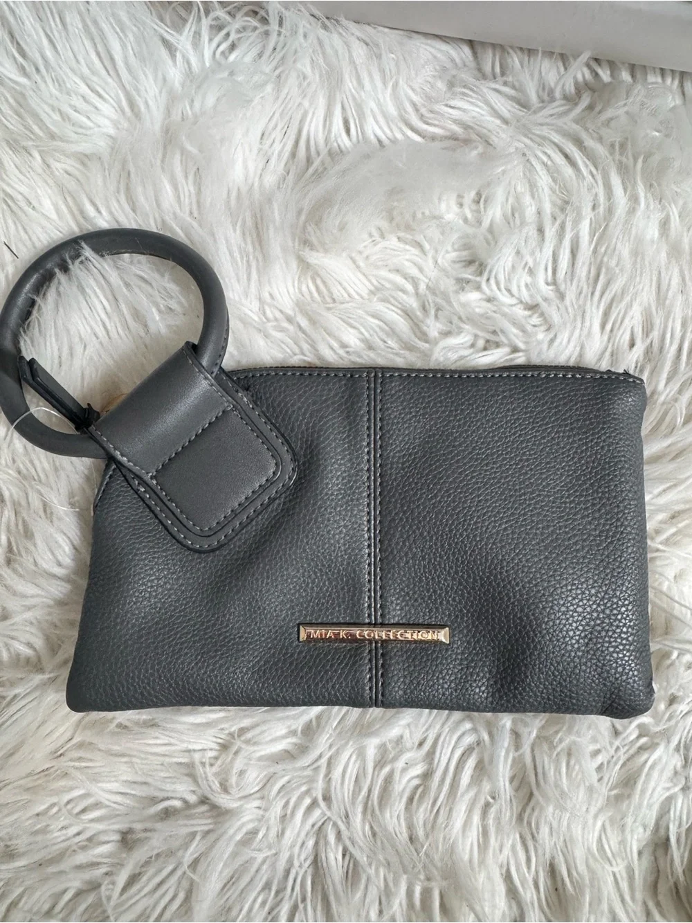 Mia K Collection Simone Wristlet Charcoal Gray Vegan Leather